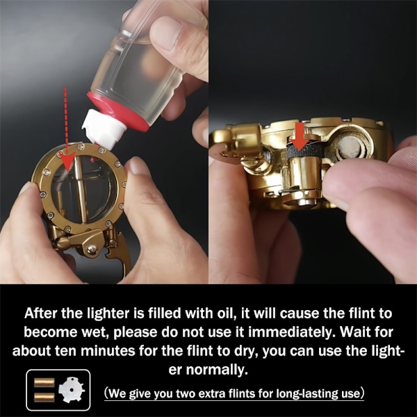 Vintage Trench Lighter, Bærbar Steampunk Kerosene Flame Lighter Unik gave til mænd