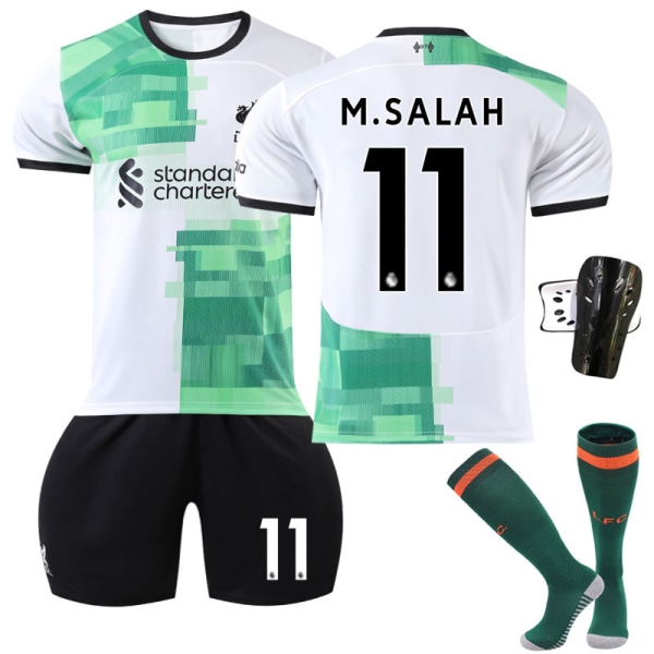2023-24 Liverpool udebane ny grøn nr. 11 Salah 27 Nunez 66 Arnold fodboldtrøje No. 23 with socks + protective gear #22
