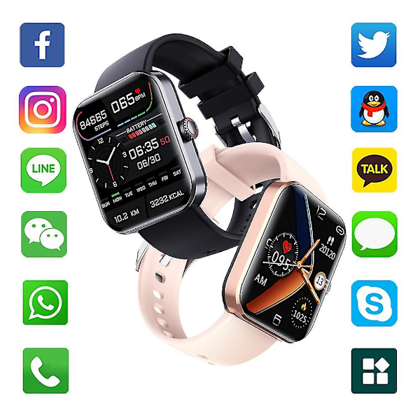 F57l Blodsockermätare Klocka, Blodsockerklocka, Blodtrycksmätare Klocka Sport Smartwatch {FW} Milan Black Steel