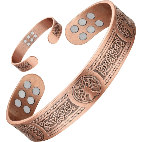 Koppararmband för män och kvinnor 18 st styrka magneter koppar magnetiska armband Brazaletes smycken med presentask 18mlove tree 18mlove tree Count (Pack of 1)