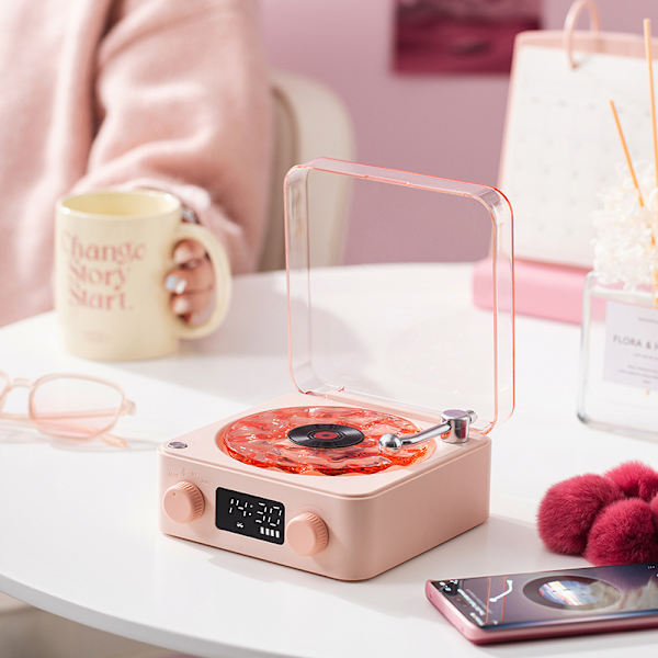 Kannettava Langaton Kaiutin, USB-Lataus, Kellonäyttö, 360° Stereoympäröivä Ääni, Langaton Stereoparitus, Koti-, Ulko- ja Matkakaiutin Rose Pink