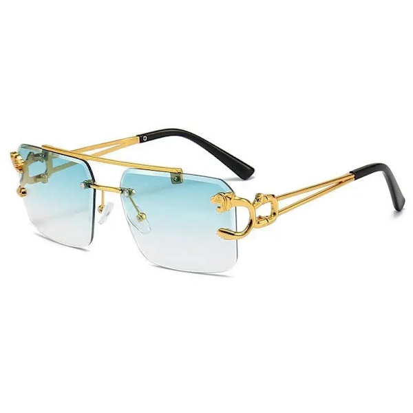 2024 Billiga Fashion Vintage Leopard Head Dubbel Brygga Snygga Ramlösa Solglasögon UV400 Skydd Dam Solglasögon Black gray N5 Rimless Shades