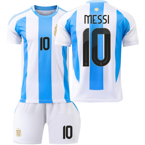 Argentiinan jalkapalloasu 2024 nro 10 Messi Messi 11 Di Maria Copa América -paita lasten puku No. 21 socks + protective gear Size L