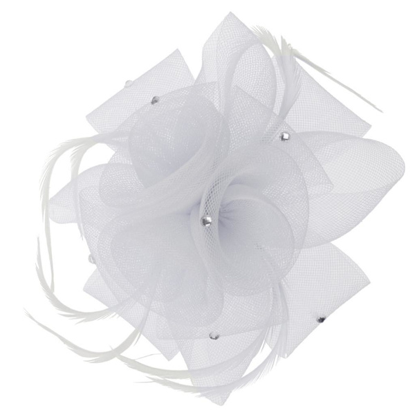 1/2 Bröllop Brud Dam Prom Ros Fjäder Fascinator Hårklämma Vit White 2 Set