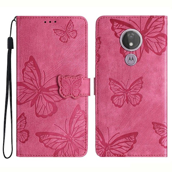 Skinnvennlig Butterfly-mønstret PU-lærveske med stativ og lommefunksjon for Motorola Moto G7 Power Flerfarget Multicolor Style B