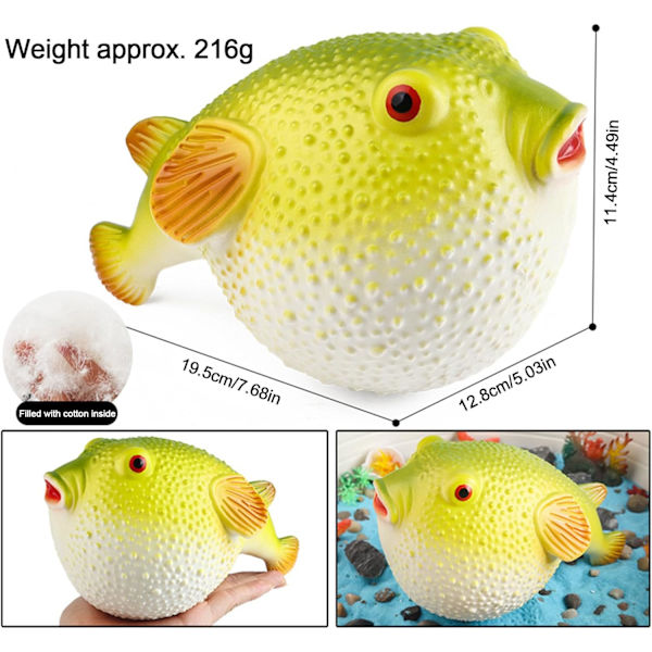 Pufferfisk Dekoration, Fiskelegetøj, Blød Gummi Pufferfisk, Pufferfisk Bade Stress
