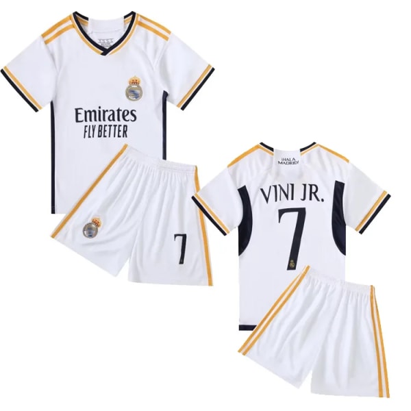 VINI JR No.7 Trøjesæt Real Madrid Træningstrøje Sæt til Børn Drenge Sæson 2023-24 Size 30