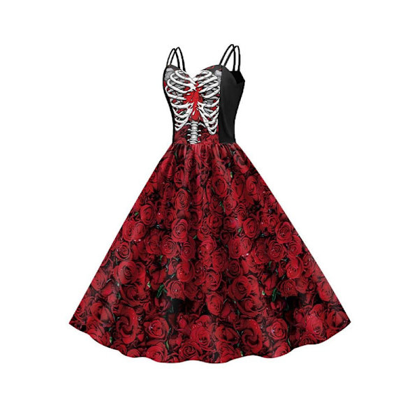 Kvinners Halloween-kjole Vintage Swingkjole Rød Ed XL
