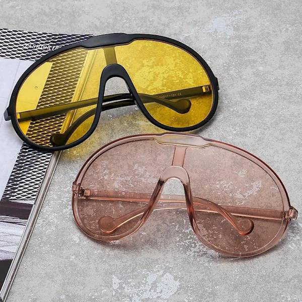 Twooo 365 Vintage Yhden Kappaleen Samppanja Aurinkolasit Naisille Uusi Muoti Ylisuuret Aurinkolasit C3 Black / Silver designer women sunglasses