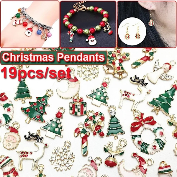 Blandade Julhängen Metall Emalj Berlocker Ornament Pärlor för Armband Örhängen Smyckestillverkning Julgran Hängsmycken MULTI MULTI 50pcs Ocean Mixed