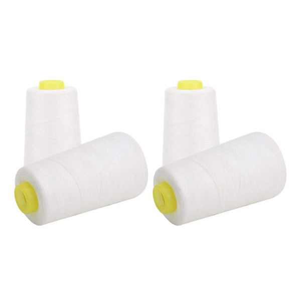 Solid Vit Tråd För Sömnad Polyester Sömnadstråd 3000 Yards Varje Bobbintråd För Sömnad Mac()