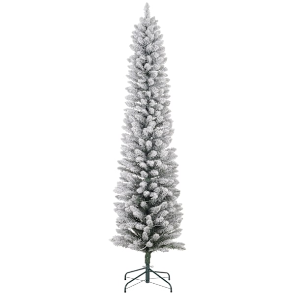 Konstgjord Julgran, 210cm Julgran med 180 LED-lampor, 405 Grentips, Vikbar Bas, för Julfest, Inomhus, Grön+Vit 6400