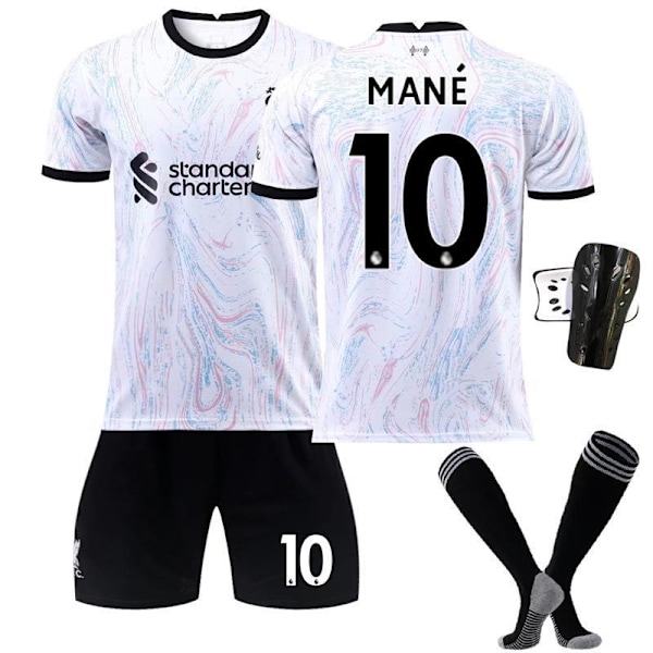 22-23 Liverpool udebanetrøje 11 Salah grå og hvid fodbolduniform dragt nr. 9 Firmino trøje med sokker No. 4 with socks + protective gear #18