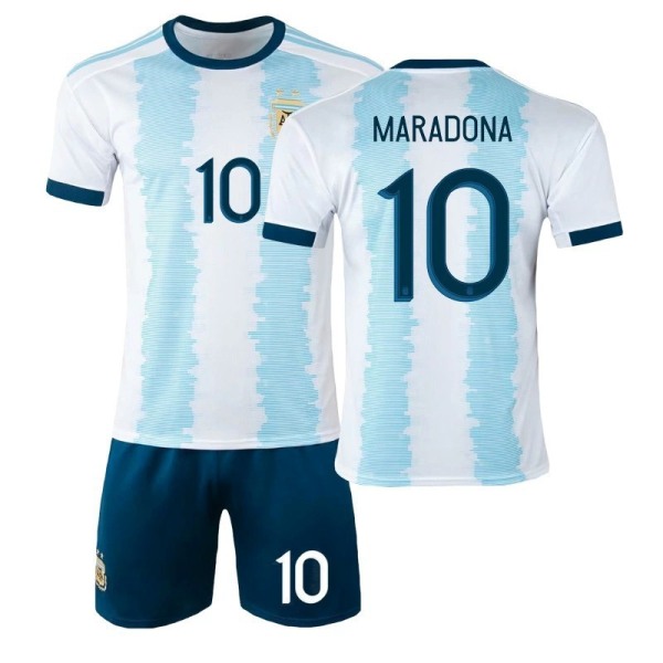 1986 Retro Argentina Home No. 10 Maradona Jersey Set Fotbollströja med strumpor No. 10, 1920 #XL