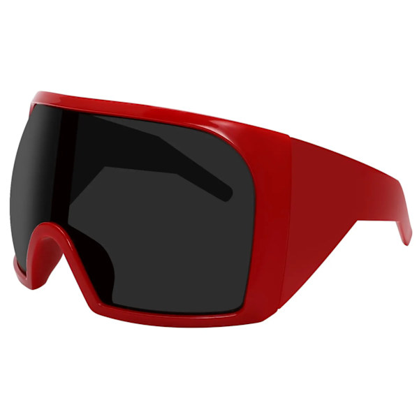 3722 Överdimensionerade inslag runt anpassade logotyp solglasögon för kvinnor män futuristiska böjda linsnyanser mode sköld Y2k solglasögon Red oversized