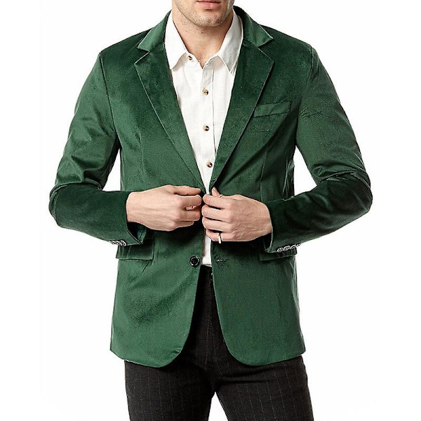 Miesten Slim Fit Kevyt Takki, Kaksi Napin Liikepuku Blazer Green L