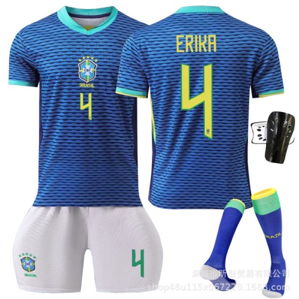 2024 Brasilien bortaställ Neymar Vinicius vuxna barn student träningsdräkt herr- och damlag uniform No. 9 + socks Size 28 is suitable for heights