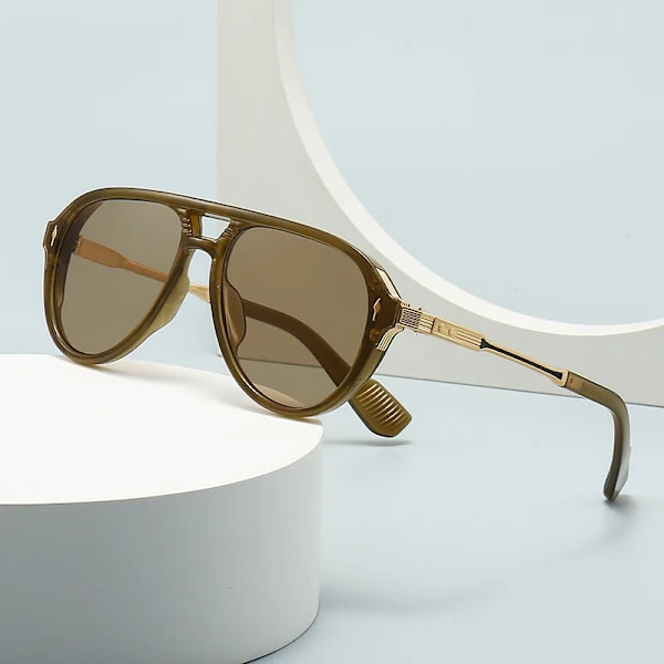 2024 Herre Pilotbriller Retro Dobbelbro Square Solbriller Solbriller Lager Engros 6052 C2 Fashion