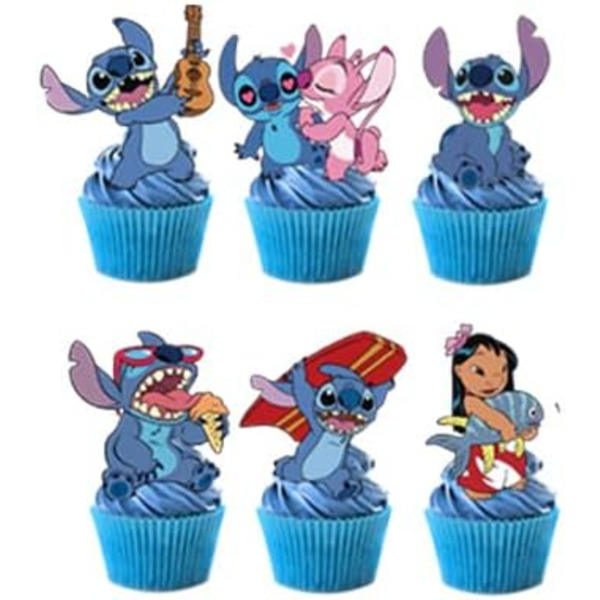 24 stk Stitch kagepynt Cupcake pynt kagepynt, Stitch fødselsdagsfestpynt