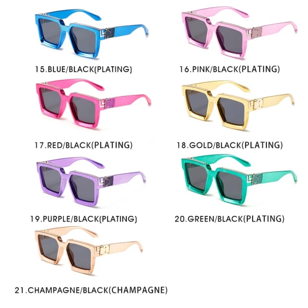 HW 86229 Luksus Mærke Designer Shades Punk Rock Stil Tilpasset Overdimensioneret Tyk Stor Ramme Solbriller Millionær Solbriller Mænd C28 86229 Sunglasses