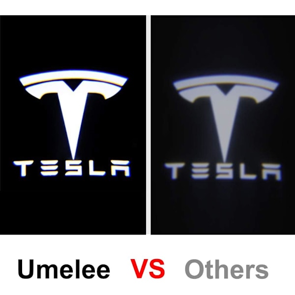 4 kpl Tesla-auton ovenvalo, Led-auton logovalot, Auton ovenprojektori Tesla Model 3, Model S, Model X, Model Y