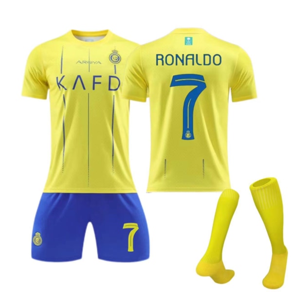 Riyadh hemmatröja nr 7 Ronaldo nr 10 Mane barn vuxen kostym fotbollströja No. 10 socks + protective gear 16