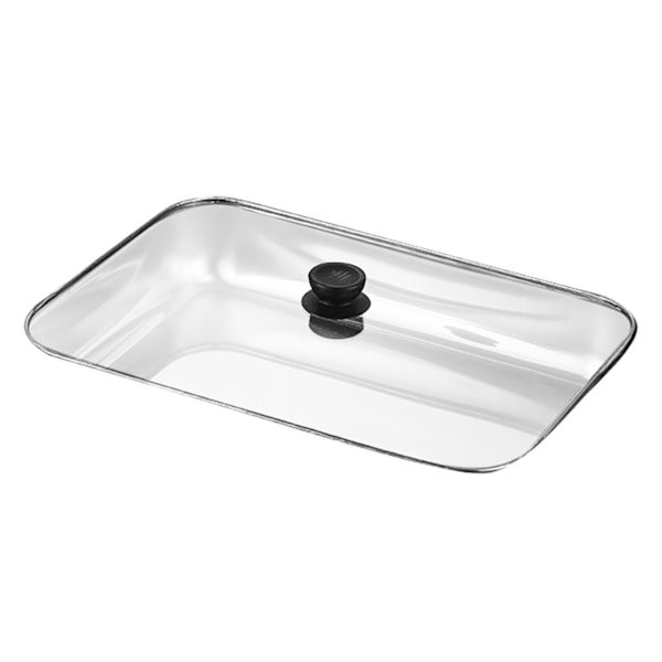 Rustfrit madbakke i rustfrit stål med håndtag - Holdbar madopbevaringsbakke til hjemmekøkkenet Large Glass Cover