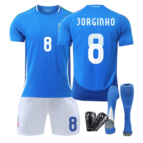 Europacup Italien tröja 2024 hemma Chiesa träningsdräkt för vuxna för barn herr- och damfotbollsdräkter Italy Home No. 8 + Socks & Gear 20