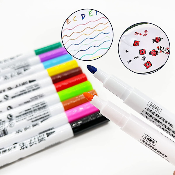 12 farver magisk vandmaling pen, maleri flydende magiske penne og ske, sletbare doodle vandpenne