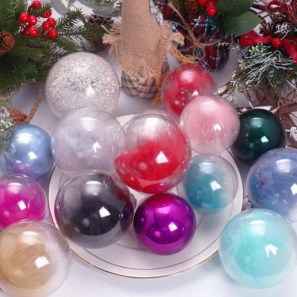 4'' Stora julgranskulor set, transparent plast oförstörbar julgranshänge