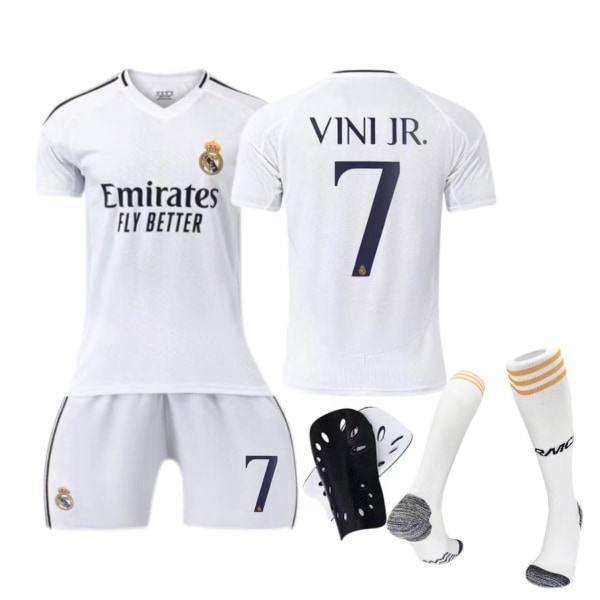 -Real Madridin kotipaita 24-25 lasten aikuisten puku jalkapalloasu No size socks + protective gear L