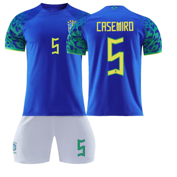 22-23 Brasilien borta blå nr 20 Vinicius 10 Neymar 18 Jesus tröjset fotbollströja 2223 Brazil away number 5 #24