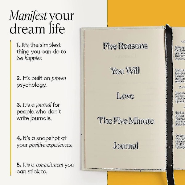 Intelligent forandring: The Five Minute Journal - Daglig for lykke, mindfulness og refleksion - Odateret Life Planner