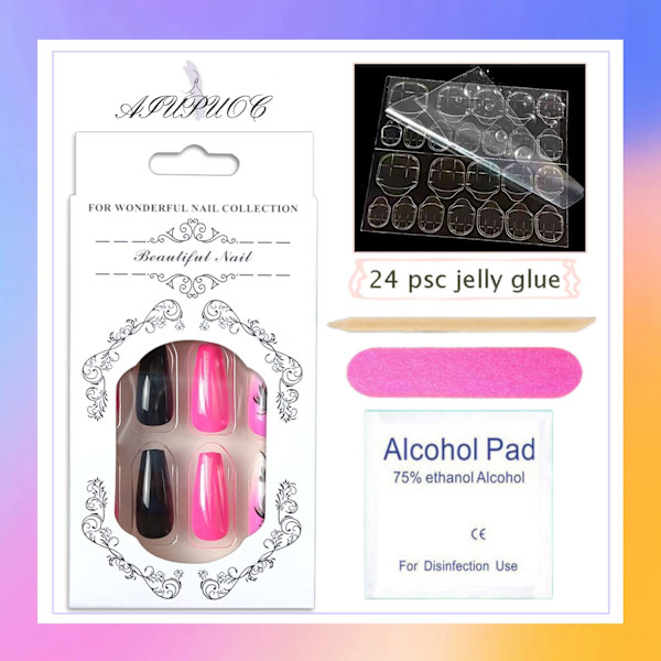 Rose Röda Press on Nails Medium French Tip Nails Square