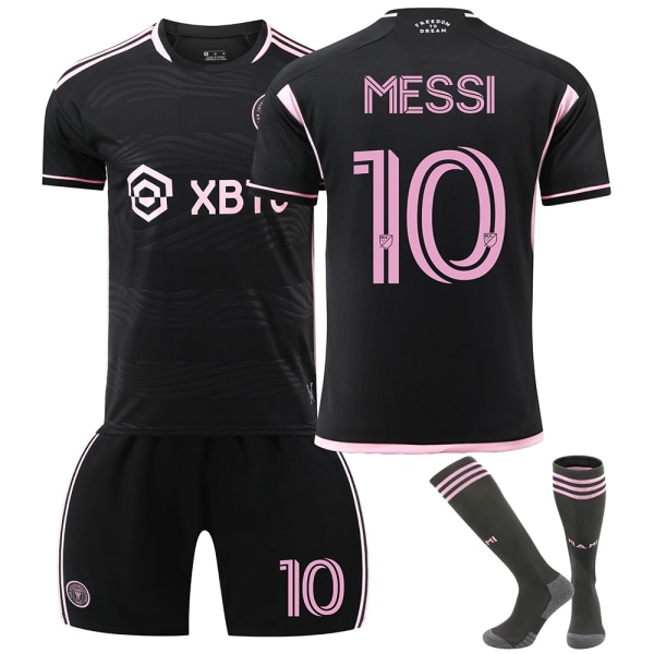 23-24 Miami Jersey No. 10 Messi Major League Soccer Jersey Koti Vieras Musta Vaaleanpunainen Puku Sukilla Size 9 with socks 16 yards