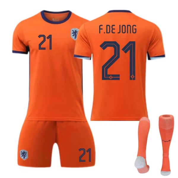 24-25 Nederländerna hem nr 4 Van Dijk 10 Depay barn vuxen kostym fotbollströja No size socks + protective gear 26