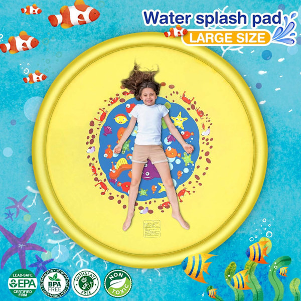 170 cm børns splash pad - holdbar PVC pool vand splash pad splash guard lege måtte - must have sommerlegetøj til børn