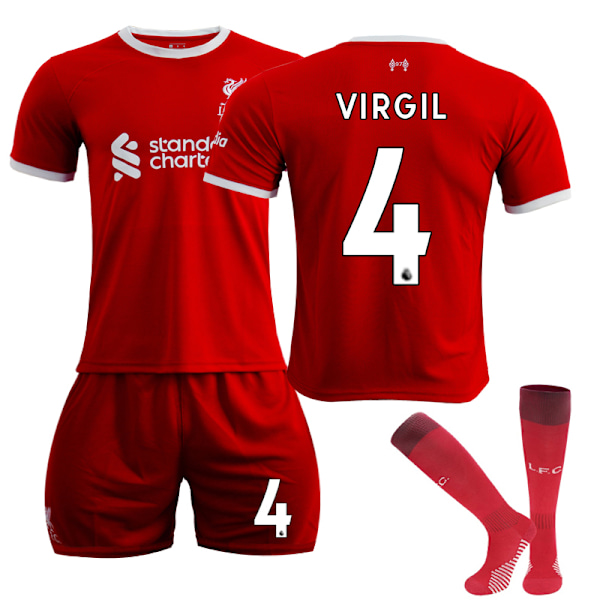 23-24 Liverpool Home Kids Football Shirt No. 4 VIRGIL