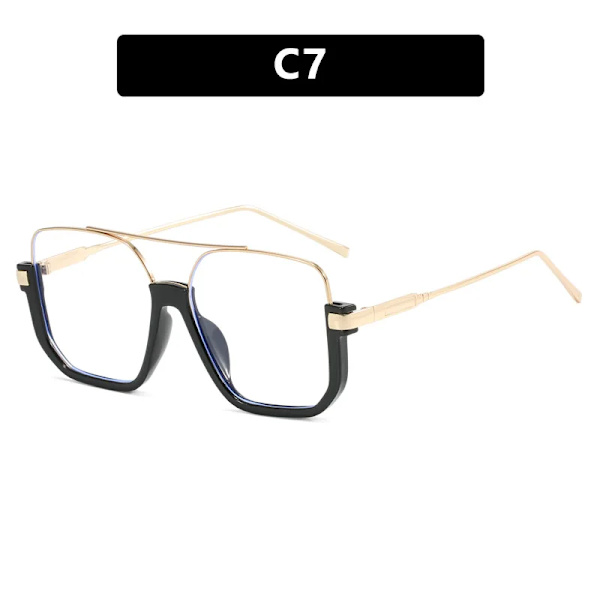 Fashion Custom plastic Luxury Vintage Solbriller 2024 Square Metal Half Rimless Solbriller Dobbelt Bro Uregelmæssige Solbriller C7 Fashion