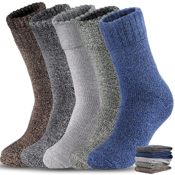 pairs of wool socks for men, thick and warm winter socks for hiking