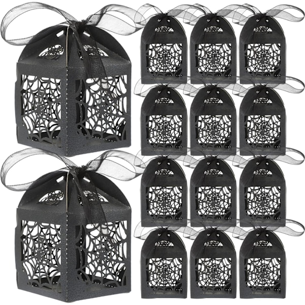 50PCS Hollow Die-Cut Favor Boxes Halloween Wedding Candy Boxes Wedding Gift Boxes (Black)