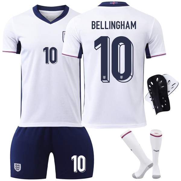 2024 EM England tröja nr 9 Kane 10 Bellingham 20 Foden fotbollströja set version No size socks + protective gear 16 yards