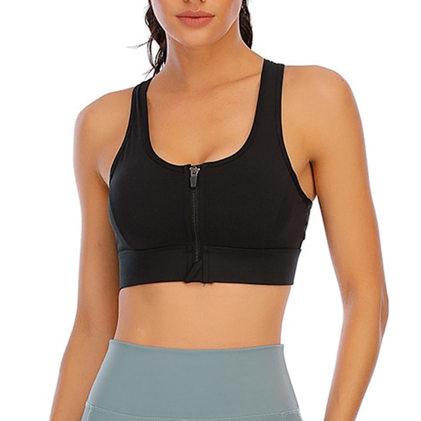 Women's Sports Bra With Front Zipper - Hollow Mesh