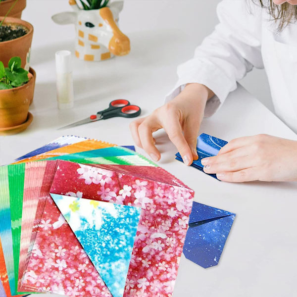200 Ark Origami Kvadratisk Papir Dobbeltsidet Papirkunst og
