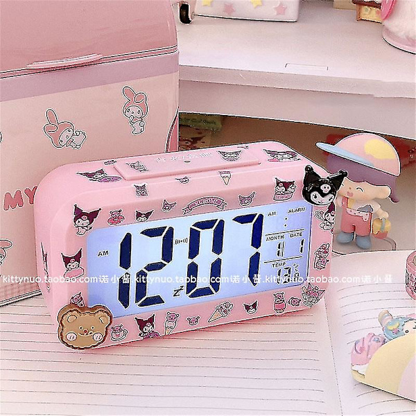 Kawaii Cinnamoroll My Melody Kuromi Skrivebordsnattelys Elektronisk LED-vækkeur Sanrioed Elektronisk vækkeur Gave til børn Cinnamon roll-3
