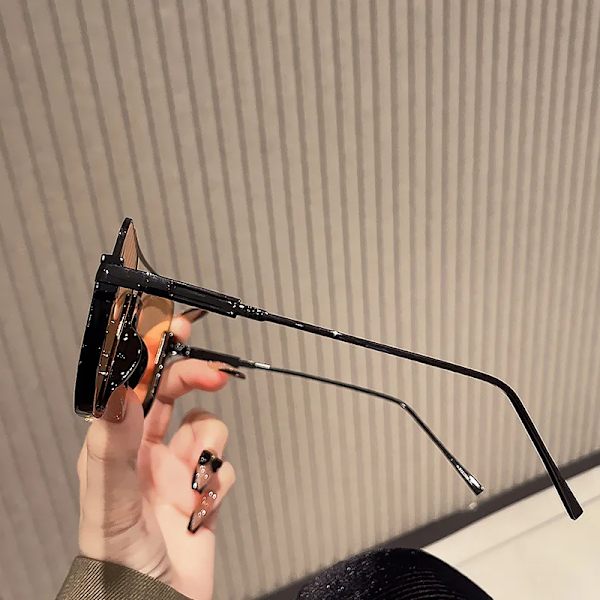 Fashion Custom plastic Luxury Vintage Solbriller 2024 Square Metal Half Rimless Solbriller Dobbelt Bro Uregelmæssige Solbriller C6 Fashion