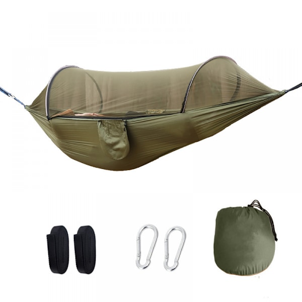 Ultralight Travel Hammock Mosquito Net Hammock | Kantavuus 300 kg, hengittävä nylon | Mukana 2 korkealaatuista karabiinia, 2 nylon Grey