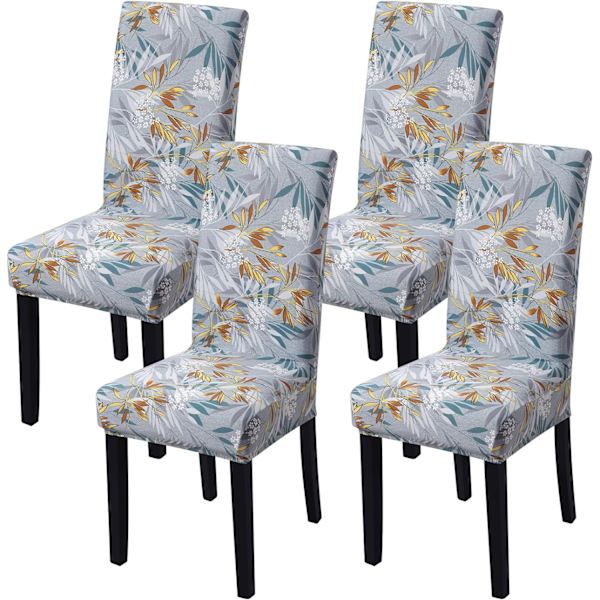 4-pack julstolsöverdrag stretch avtagbar tvättbar matsal bladmönster1 Leaf Pattern1 4