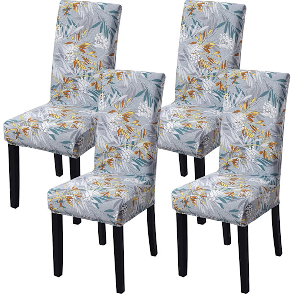 4 stk. julebetræk til stole, strækbare, aftagelige, vaskbare, spisestue, bladmønster1 Leaf Pattern1 4