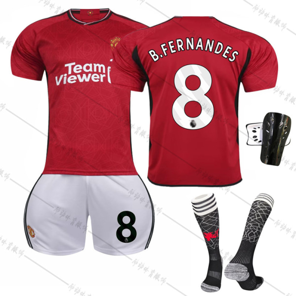 23-24 Manchester United hjemme Røde Djævle fodbolduniform sæt nr. 10 Rashford 21 Anthony 25 Sancho 7 Mount No size socks + protective gear #S